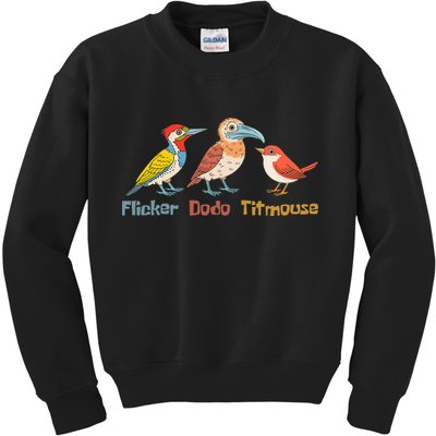 Flicker Dodo Titmouse Bird Lover Nature Lover Kids Sweatshirt