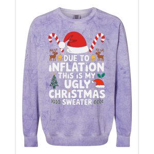 Funny Due To Inflation Ugly Christmas Sweaters Colorblast Crewneck Sweatshirt