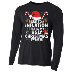 Funny Due To Inflation Ugly Christmas Sweaters Cooling Performance Long Sleeve Crew