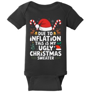 Funny Due To Inflation Ugly Christmas Sweaters Baby Bodysuit