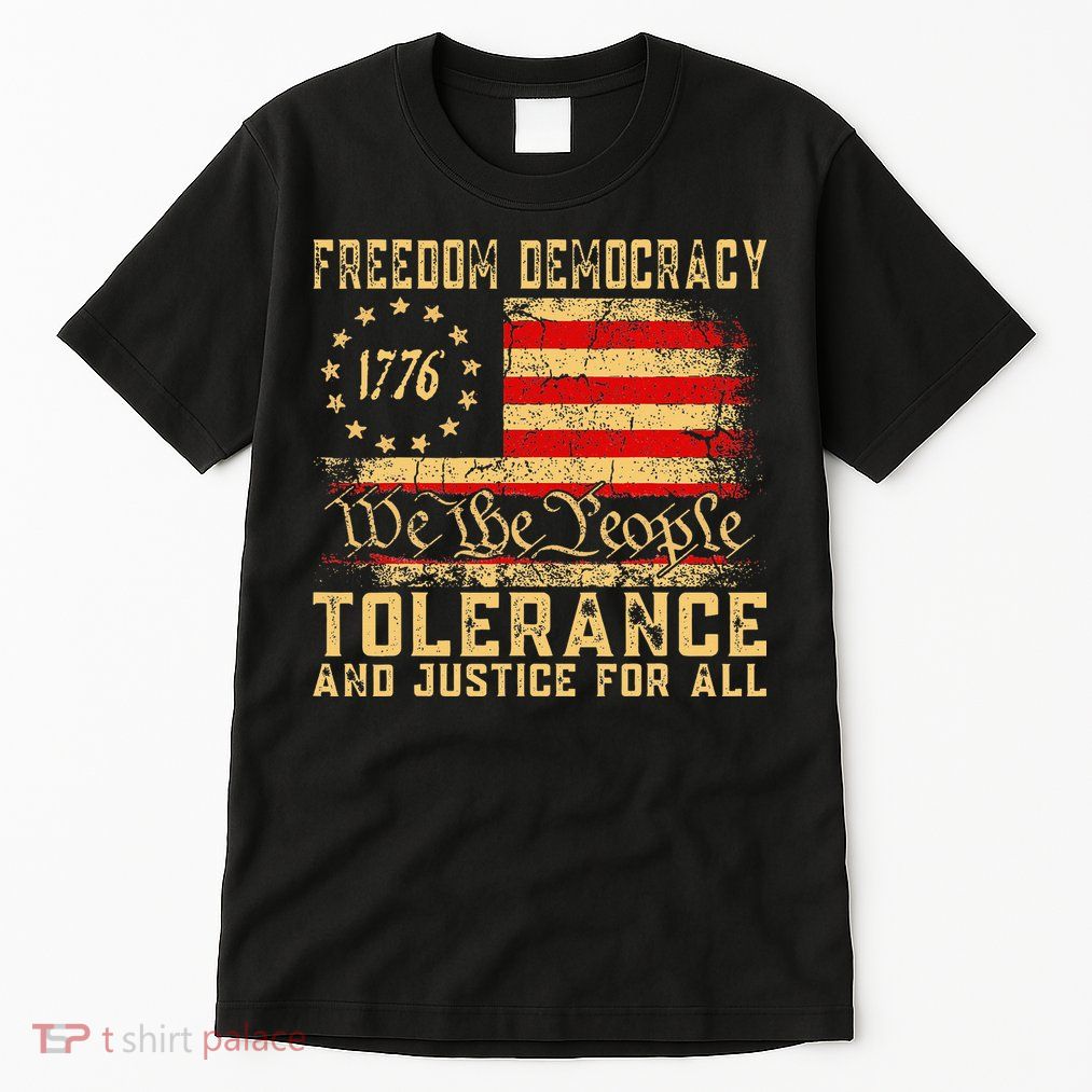 Freedom Democracy Tolerance And Justice For All Hands Off Tall T-Shirt