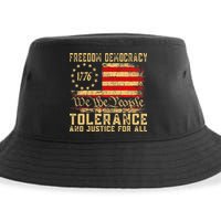 Freedom Democracy Tolerance And Justice For All Hands Off Sustainable Bucket Hat