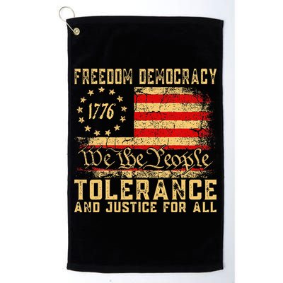 Freedom Democracy Tolerance And Justice For All Hands Off Golf Towel