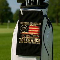 Freedom Democracy Tolerance And Justice For All Hands Off Golf Towel