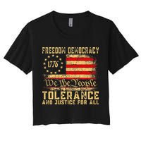 Freedom Democracy Tolerance And Justice For All Hands Off Women's Crop Top Tee