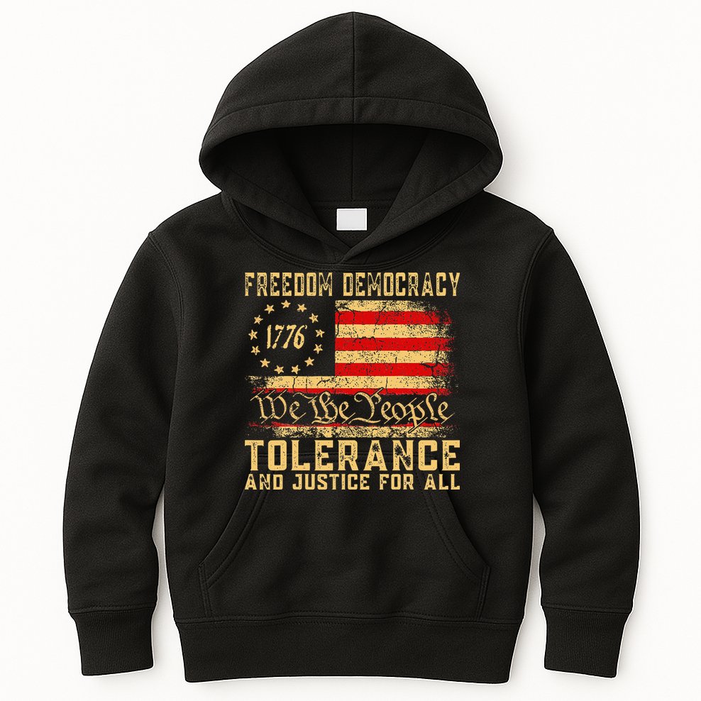 Freedom Democracy Tolerance And Justice For All Hands Off Kids Hoodie