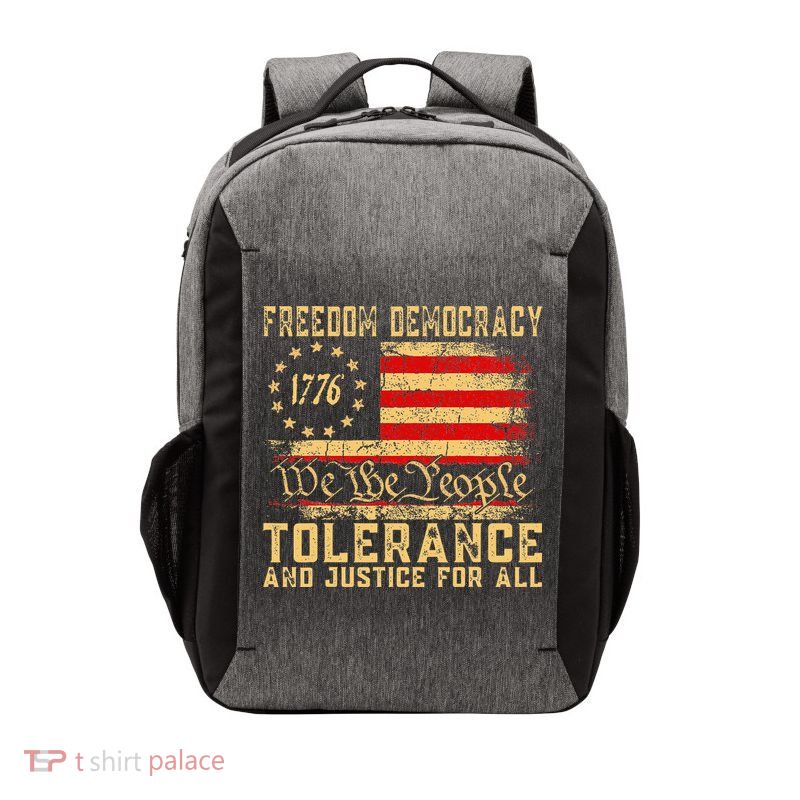 Freedom Democracy Tolerance And Justice For All Hands Off Vector Backpack