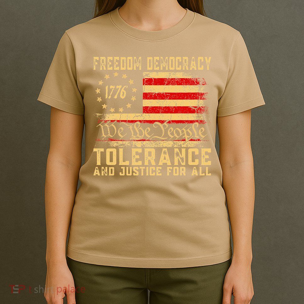 Freedom Democracy Tolerance And Justice For All Hands Off T-Shirt