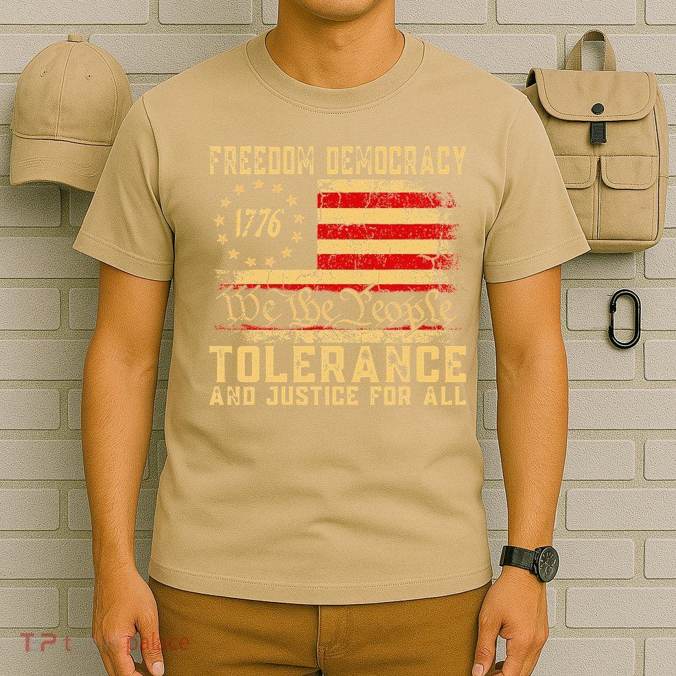 Freedom Democracy Tolerance And Justice For All Hands Off T-Shirt