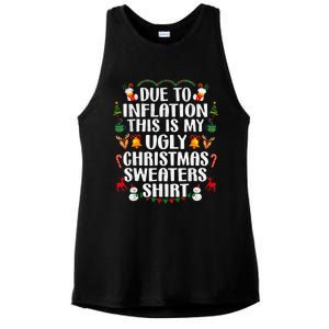 Funny Due To Inflation Ugly Christmas Sweaters Ladies PosiCharge Tri-Blend Wicking Tank