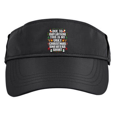 Funny Due To Inflation Ugly Christmas Sweaters Adult Drive Performance Visor