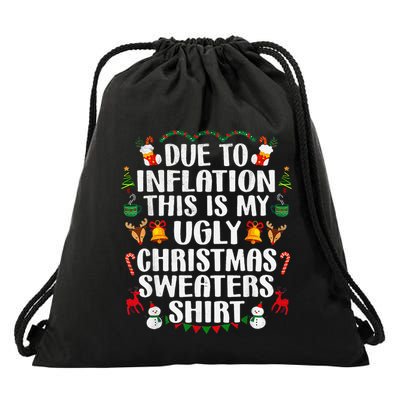 Funny Due To Inflation Ugly Christmas Sweaters Drawstring Bag
