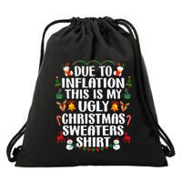 Funny Due To Inflation Ugly Christmas Sweaters Drawstring Bag
