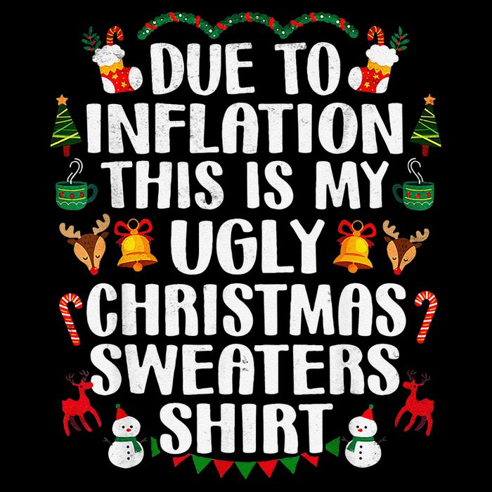 Funny Due To Inflation Ugly Christmas Sweaters Drawstring Bag