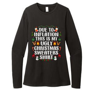 Funny Due To Inflation Ugly Christmas Sweaters Womens CVC Long Sleeve Shirt