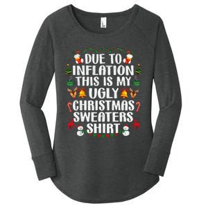 Funny Due To Inflation Ugly Christmas Sweaters Women's Perfect Tri Tunic Long Sleeve Shirt