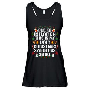 Funny Due To Inflation Ugly Christmas Sweaters Ladies Essential Flowy Tank