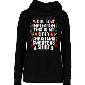 Funny Due To Inflation Ugly Christmas Sweaters Womens Funnel Neck Pullover Hood