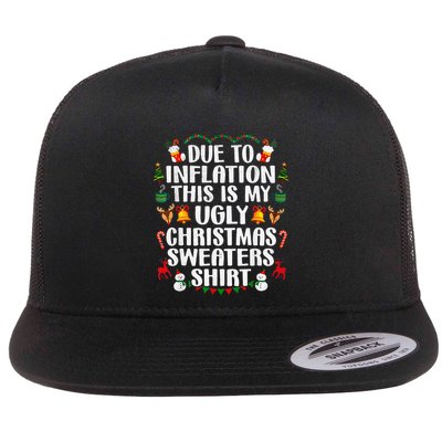Funny Due To Inflation Ugly Christmas Sweaters Flatbill Hat