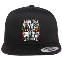 Funny Due To Inflation Ugly Christmas Sweaters Flat Bill Trucker Hat