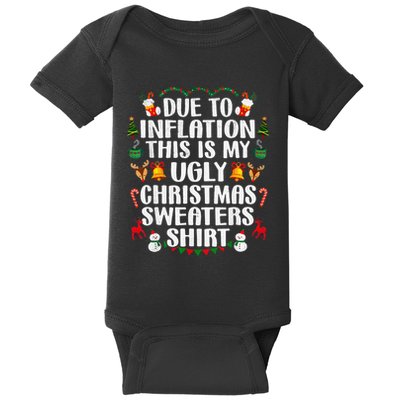 Funny Due To Inflation Ugly Christmas Sweaters Baby Bodysuit