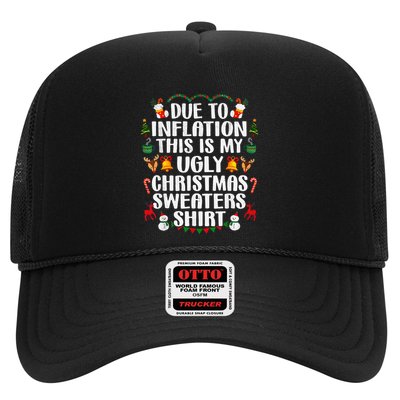 Funny Due To Inflation Ugly Christmas Sweaters Trucker Hat