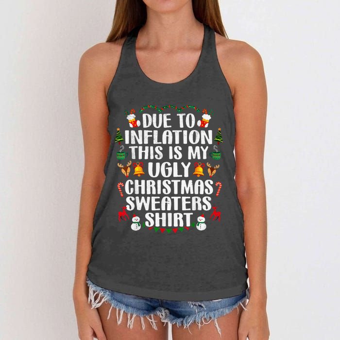 Funny Due To Inflation Ugly Christmas Sweaters Women's Knotted Racerback Tank