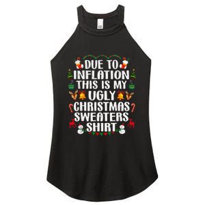 Funny Due To Inflation Ugly Christmas Sweaters Women's Perfect Tri Rocker Tank