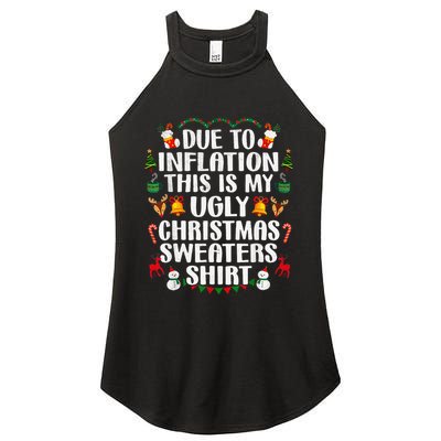 Funny Due To Inflation Ugly Christmas Sweaters Women's Perfect Tri Rocker Tank