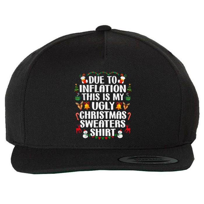 Funny Due To Inflation Ugly Christmas Sweaters Wool Snapback Cap