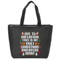 Funny Due To Inflation Ugly Christmas Sweaters Zip Tote Bag
