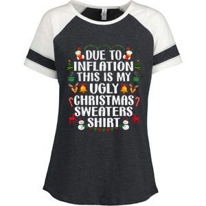 Funny Due To Inflation Ugly Christmas Sweaters Enza Ladies Jersey Colorblock Tee