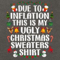 Funny Due To Inflation Ugly Christmas Sweaters Cotton Canvas Backpack