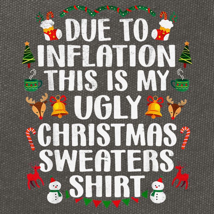 Funny Due To Inflation Ugly Christmas Sweaters Cotton Canvas Backpack