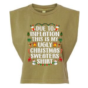 Funny Due To Inflation Ugly Christmas Sweaters Garment-Dyed Women's Muscle Tee