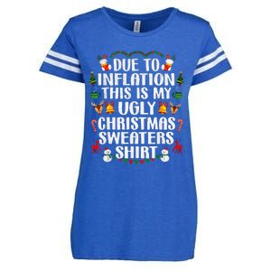 Funny Due To Inflation Ugly Christmas Sweaters Enza Ladies Jersey Football T-Shirt