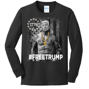 Free Donald Trump 2024, Free Donald Trump Republican Support Kids Long Sleeve Shirt