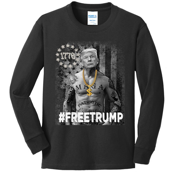 Free Donald Trump 2024, Free Donald Trump Republican Support Kids Long Sleeve Shirt