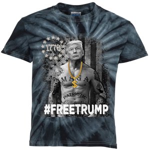 Free Donald Trump 2024, Free Donald Trump Republican Support Kids Tie-Dye T-Shirt