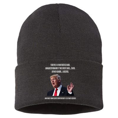 FatherS Day Trump Funny Fantastic Dad Sustainable Knit Beanie