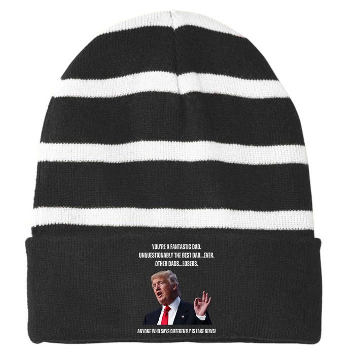 FatherS Day Trump Funny Fantastic Dad Striped Beanie with Solid Band