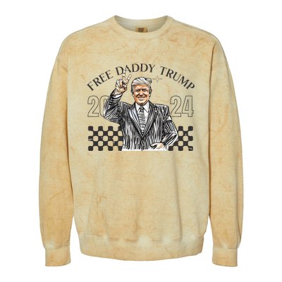 Free Daddy Trump 2024 Supporter Funny Trendy Colorblast Crewneck Sweatshirt