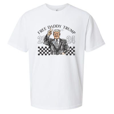 Free Daddy Trump 2024 Supporter Funny Trendy Sueded Cloud Jersey T-Shirt