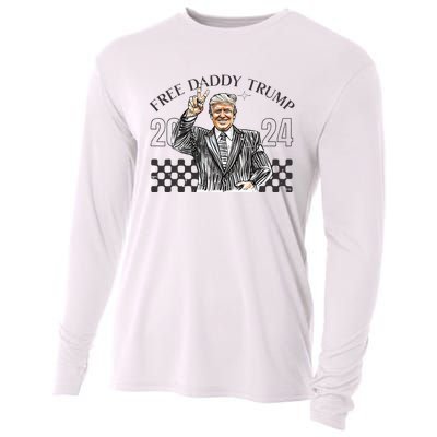 Free Daddy Trump 2024 Supporter Funny Trendy Cooling Performance Long Sleeve Crew