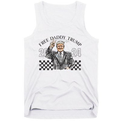 Free Daddy Trump 2024 Supporter Funny Trendy Tank Top