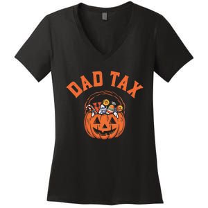 Funny Dad Tax Halloween Halloween Dad Joke Women's V-Neck T-Shirt