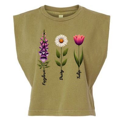 Foxglove Daisy Tulip Floral  Garment-Dyed Women's Muscle Tee