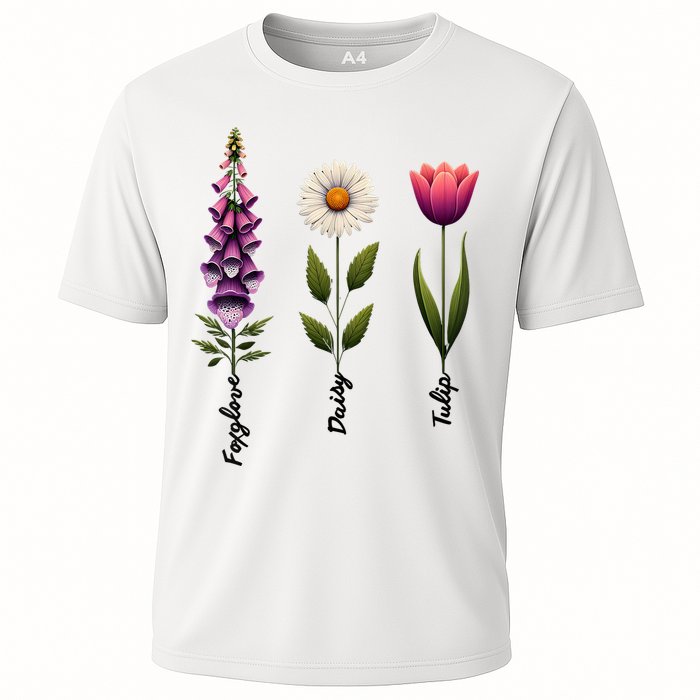 Foxglove Daisy Tulip Floral  Cooling Performance Crew T-Shirt