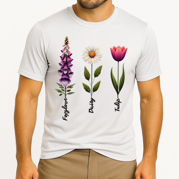 Foxglove Daisy Tulip Floral  Cooling Performance Crew T-Shirt