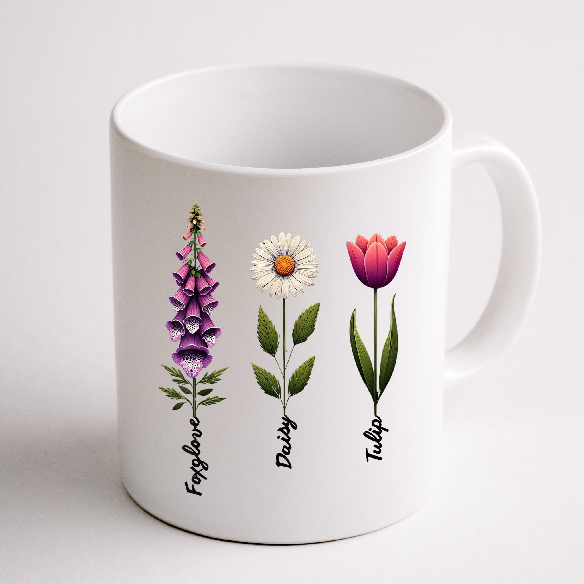 Foxglove Daisy Tulip Floral  Mug